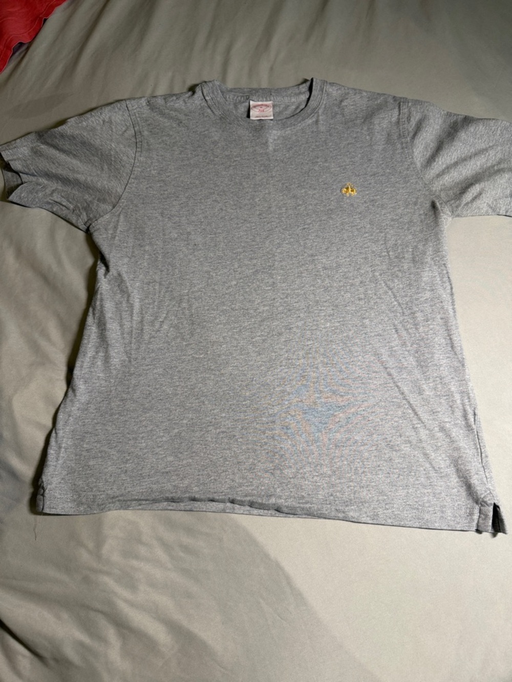 Brooks Brothers Heather Gray Short Sleeve Tee with Gold Logo
